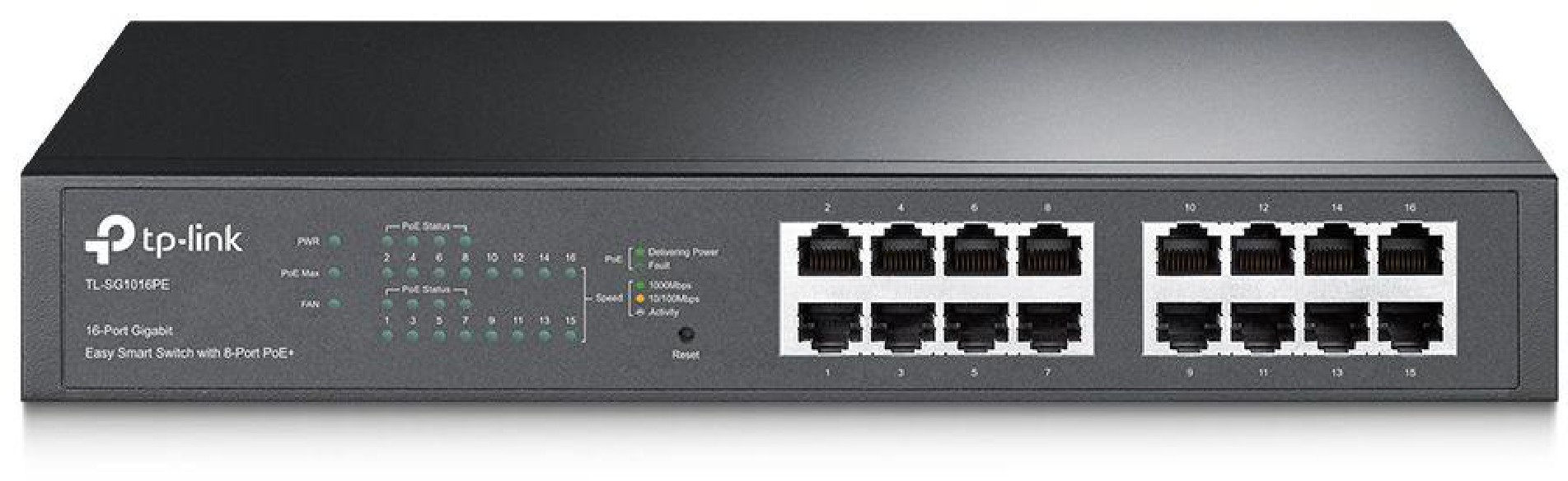 16 Port Gigabit Easy Smart Switch with 8 Port PoE+
