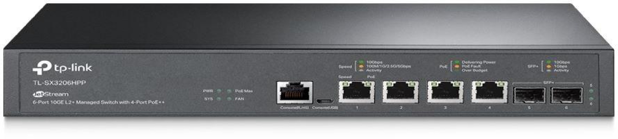 Omada  JetStream 6 Port 10GE L2+ Managed Switch with 4 Port PoE++