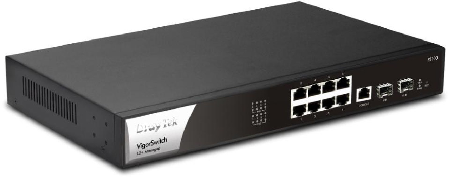 VigorSwitch P2100 10 poorts Gigabit switch 8 poorten Gigabit PoE+